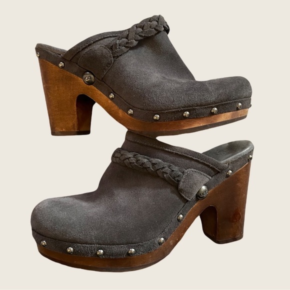 UGG Gray and Brown Mules - Picture 1 of 7